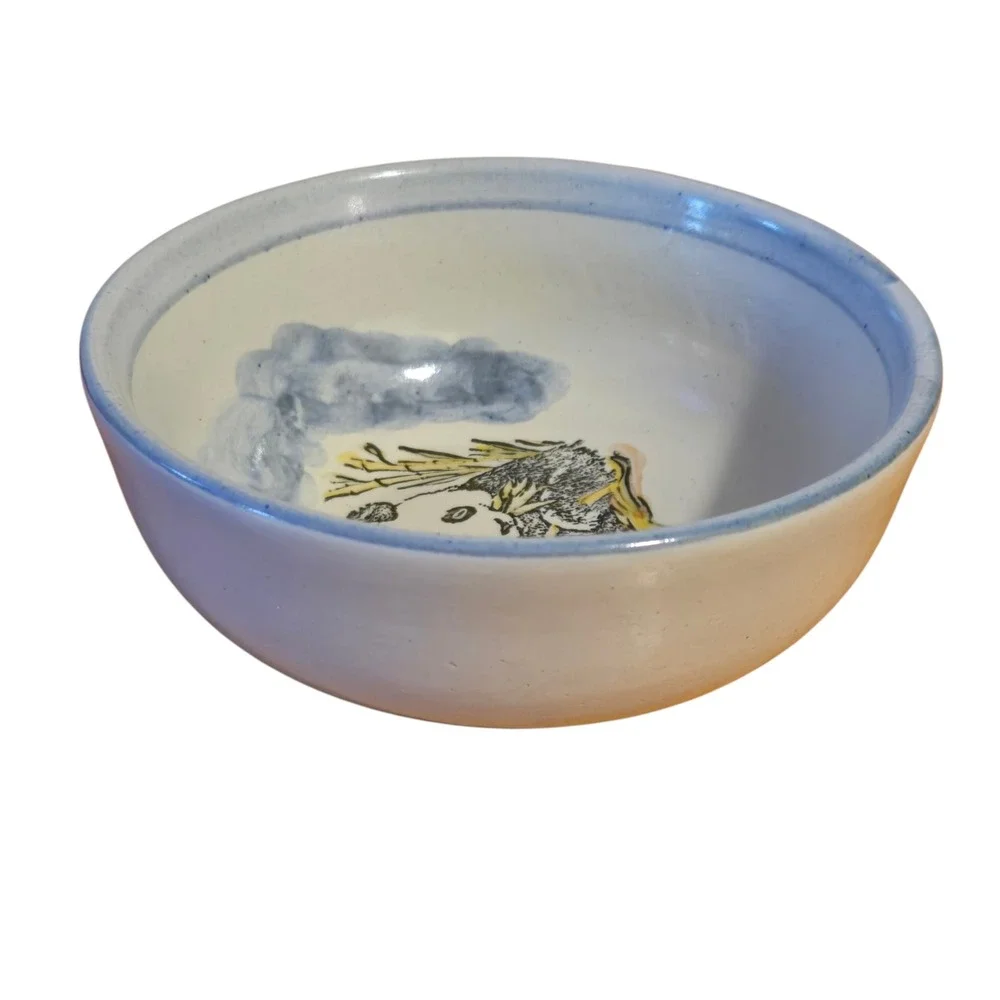 Louisville Stoneware Smithsonian Panda Bowl Blue Gray Pottery 5
